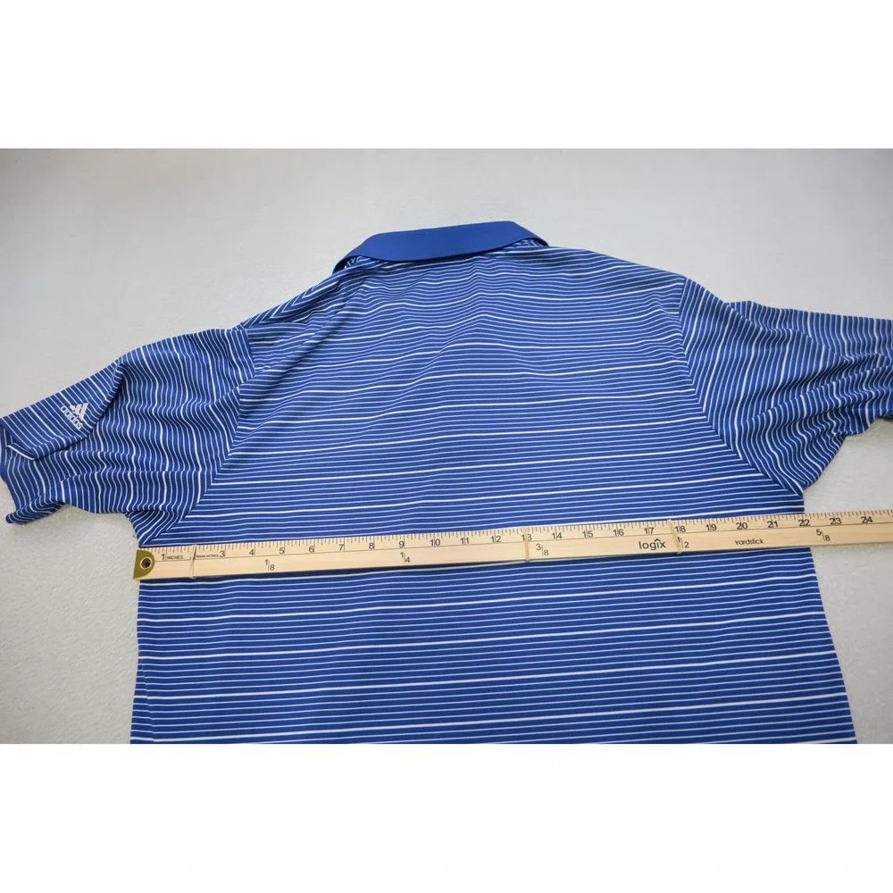 Adidas Golf Polo Shirt Mens Large Striped‎ Short Sleeve Athletic Performance EUC